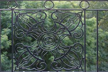 Custom designed metal ornament for the balcony.